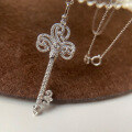 wholesale S925 sterling silver original trendy key necklace, French-inspired luxury versatile minimalist pendant for commuting women-0-1