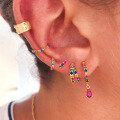 wholesale Brass Luxury High-end Crystal-embellished Colored Teardrop Ear Cuffs,ins。-0-1