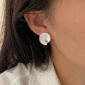 wholesale S925 Sterling Silver Brushed Geometric Stud Earrings Women New Korean Design Stylish Minimalist Earrings-0-1