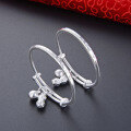 wholesale S999 Silver Korean-style baby full moon bracelet pair, fashionable infant accessory-0-3