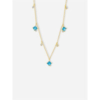 wholesale S925 Sterling Silver Cross-border Sea Blue Zircon Necklace-A3176-Gold 925 Silver