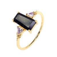 wholesale S925 Gold-Plated Silver with Amethyst and Amethyst Quartz Ring, Winter Night Sky Series-Winter Night Sky Ring No. 7
