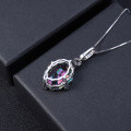 wholesale 925 Silver Fashionable Light Luxury Irregular Multicolored Crystal Pendant European and American Personalized Shaped Colored Gemstone Necklace-0-3