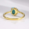 wholesale S925 Sterling Gold Plated Small Niche Design Synthetic Turquoise Ring for Women, Gemstone SetLive Stream New Style-0-2