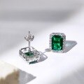 wholesale S925 Sterling Silver Cross-Border Earrings with Premium Emerald Zircon Inlay, Retro Elegant French-Style Wholesale-0-2