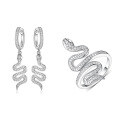 wholesale 925 Sterling Silver Snake Earrings with Zircon Inlaid, Minimalist Ins Style Luxury High-End European and American Pure Silver Earrings-0-4