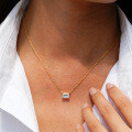 14K Gold Plated 925 Silver Emerald Pendant Necklace with Moissanite-0-0