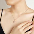 Sterling Silver 1-Carat Moissanite Women's Luxury Square Pendant Necklace-0-1