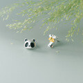 wholesale S925 silver stud earrings women Korean style fashionable drip glue animal panda bamboo frosted ear accessories M01605-0-2