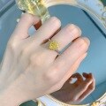 wholesale 925 Silver New Jewelry Light Luxury Minimalist European and American Style 6*8 High Carbon Diamond Yellow Diamond Ring, Ins Fashion and Versatile-0-3