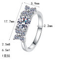 S925 Sterling Silver Moissanite Women's Ring, Minimalist Starry Design Adjustable Band-0-3