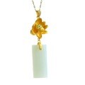 wholesale 925 Silver Gold-Plated with Certificate Hetian Jade Pendant Lotus Necklace, National Trend Ancient Style for Cheongsam Hanfu Jade Jewelry-0-4