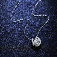 Moissanite S925 Sterling Silver Horseshoe Pendant Necklace for Women-1-carat necklace (zircon)  925 silver