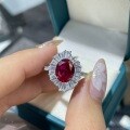 S925 Silver New Sky Cultured Ruby Ring Creative Inlay Wholesale Live Agent-0-4