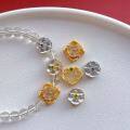 wholesale Gold-plated 925 ancient silver fittings inlaid with albite jade ruyi, plum blossom, lotus spacer beads, back cloud, and plaque diy crystal bracelet-0-1