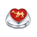 wholesale S925 Sterling Silver Red Enamel Camel Ring, Earrings, Bracelet Set with Heart-Shaped Pin-0-5