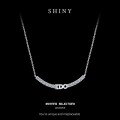 Metal Micro-Pave Moissanite Minimalist Smile Necklace, Women's Versatile Fashion Pendant-0-4