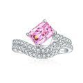 wholesale 925 Sterling Silver 6*8 Radiant Ruby Ring with High Carbon Diamond Gemstone Ring Set-0-8