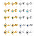 wholesale 925 Sterling Silver Eight-Pointed Star Earrings Ins Style Star with Diamond Studded Piercing Screw Earrings for Women Cross-Border Wholesale-0-0