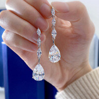 wholesale Sterling Silver New 10*15mm Drop-shaped Full Diamond Stud Earrings Women'sIns Style Cross-border-E295 Water Drop Earrings 925 Silver