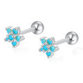wholesale 925 Sterling Silver Floral Stud Earrings with Petal Design and Inlaid Crystals, Screw-piercing Ear Accessories for Women, Cross-border Wholesale-0-14