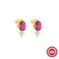wholesale S925 Sterling Silver Diamond-Inlaid Floral Stud Earrings, Trendy and Versatile-0-9