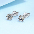 wholesale PT950 plated S925 silver six-prong earrings for women, cold style moissanite simulated diamond earrings-0-2