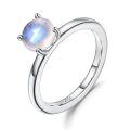 wholesale S925 Silver Simple and Natural Creamy Blue Moonstone Ring, Versatile for Daily Wear, Gemstone Ring That Does Not Fade-0-4