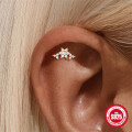 wholesale S925 Sterling Silver Geometric Heart Zircon Stud Earrings with Flat Threaded Piercing-0-3