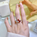 wholesale S925 Silver New Love 6*6 Heart-shaped Ring in Pigeon Blood Red, Elegant and Luxurious, Trendy and Personalized-0-3