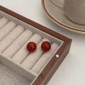 wholesale S925 Sterling Silver Natural Red Agate Stud Earrings Women New Trendy Niche Design Versatile Elegant Earrings-0-4