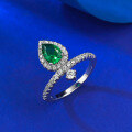 wholesale S925 Silver New Style 1 Carat Emerald Solitaire Simple and Versatile Elegant Engagement Ring for Women-0-2
