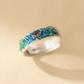 wholesale 999 Silver Fresh and Sweet Ins Style Niche Design Exquisite Resin Lotus Ring R02865-0-0