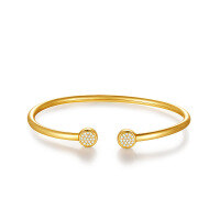 wholesale Metal material, Korean creative women's temperament fresh and simple shiny open inlaid diamond bracelet fashion bestie gift hand accessory-Silver with zircon gold