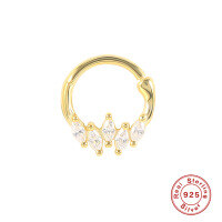 wholesale S925 Sterling Silver Marquise Diamond Piercing Cartilage Hoop Ear StudsINS-Single gold