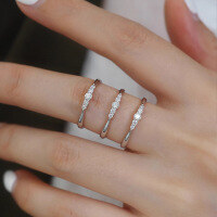 wholesale S925 sterling silver full-body diamond ring, French-inspired lightweight luxury, versatile for daily wear, original women's band, minimalist-BZ0174-White Gold>US Size 8