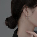 wholesale S925 silver Japanese and Korean-style minimalist line floral earrings, short summer five-petal flower studs G9878-0-0