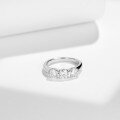 wholesale Silver Plated Gold, 50mm Round Moissanite Three-Stone Minimalist Ring for Women, Versatile Ins Style-0-3