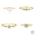 wholesale S925 silver new V-shaped opal and diamond ring, trendy and luxurious INS style-0-0