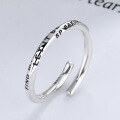 wholesale S925 Sterling Silver Korean Harajuku Minimalist Style Thin Twisted English Creative Niche Versatile Open Ring-0-0