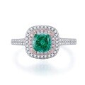 wholesale S925 Silver New Style Imported High Carbon Diamond 6*6 Paraiba Green Ring for Women,ins-0-5