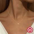 wholesale S925 Sterling Silver Classic Geometric Teardrop Marquise Ultra-Sparkling Zircon Pendant Choker Necklace for Women-0-2