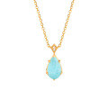 wholesale 925 Silver Gold Plated Japanese Light Jewelry Summer Vintage Teardrop Collarbone Necklace with Amazonite and White Crystal Double-Layer Stone-0-1
