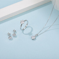 wholesale [9/14/18K White Gold Rose Gold] 10K Gold Jewelry Set Classic Minimalist Earrings Moissanite Ring Necklace-9k Gold 50 Point Moissanite Earrings Color Code Notes