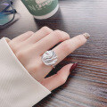 wholesale S925 Sterling Silver Irregular Wrinkle Texture Wide Band Light Luxury Style Ring Fashion Trend Euro-American Punk Wind Ring-0-3