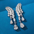 wholesale 925 Sterling Silver Jewelry European & American New Arrival 6*8mm Ice-Cut High Carbon White Diamond Drop Earrings-0-2