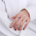 wholesale S925 Sterling Silver Double-Layer Textured Pink Diamond Heart Open Ring, Trendy and Light Luxury Korean Style Design Index Finger Ring-0-3