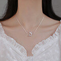 wholesale S999 Silver Maker's Two Summer Lily of the Valley Necklace, Fashionable, Luxurious, Versatile, Niche Design, Advanced Collarbone Chain-0-1