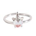 wholesale S925 Sterling Silver Moonstone Unicorn Ring, Forest-Inspired, Trendy, Magical, and Sweet for Students-0-4