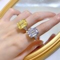 wholesale Metal Material: 925 Sterling Silver, New 11*15mm Imported High Carbon Diamond Yellow Diamond Ring for Women,Ins Style-0-3